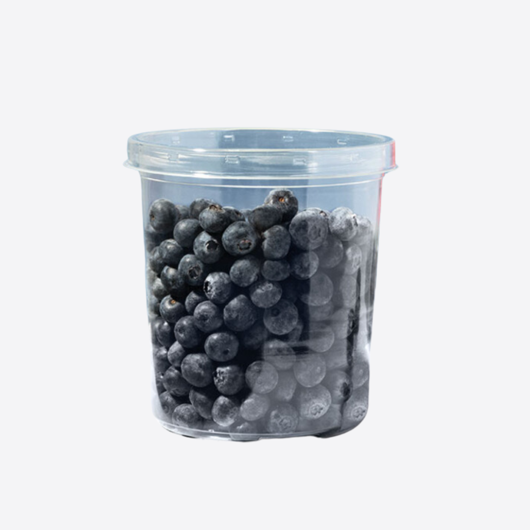 Pot plastique transparent pour myrtilles, emballage alimentaire food grade adapté à l’export et import de petits fruits
