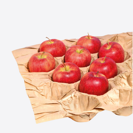 Emballage en papier kraft pour pommes fraîches, solution durable et écologique pour export et import de fruits, protection naturelle pour transport international