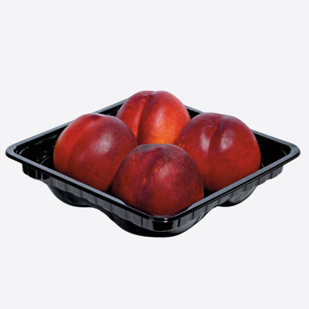 Plateau plastique noir pour nectarines, emballage premium pour export et import de fruits frais